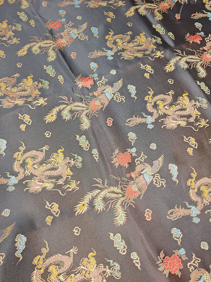 CHINESE DRAGON BROCADE – POLYESTER BROCADE FABRIC – 93cm WIDE (5 COLOURWAYS)