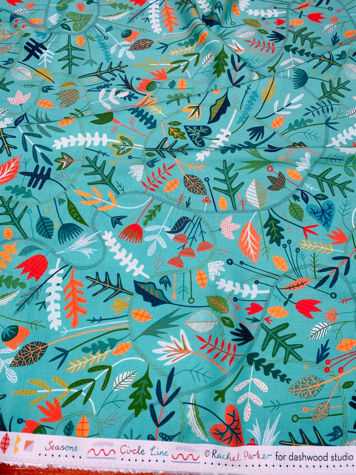BOTANICAL MEADOW AQUA – DASHWOOD STUDIOS SEASONS – 100% RAYON FABRIC – 144cm WIDE