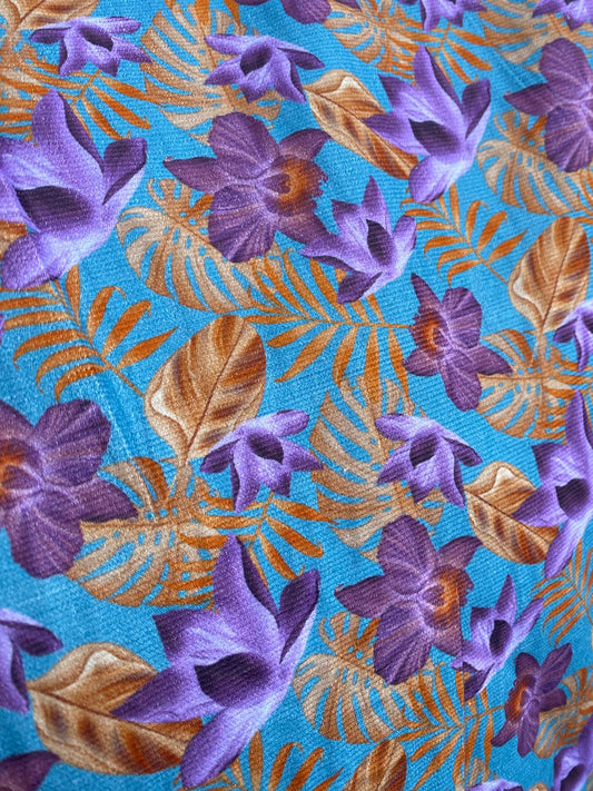 MINDY FLORALS – TROPICAL ORCHID BABY CORD – 100% COTTON FABRIC – 114cm WIDE