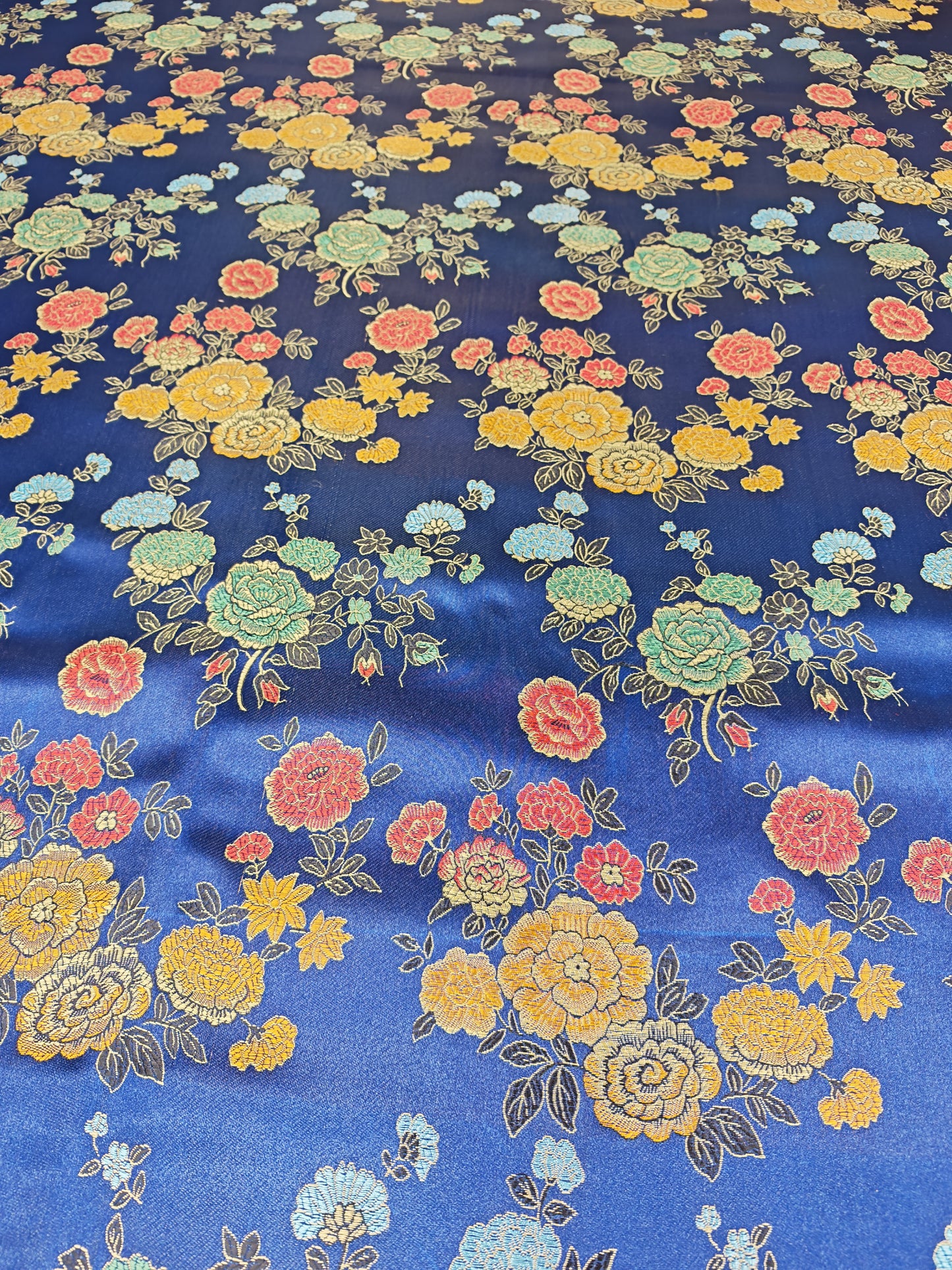 CHINESE FLORAL BROCADE – POLYESTER BROCADE FABRIC – 93cm WIDE (2 COLOURWAYS)