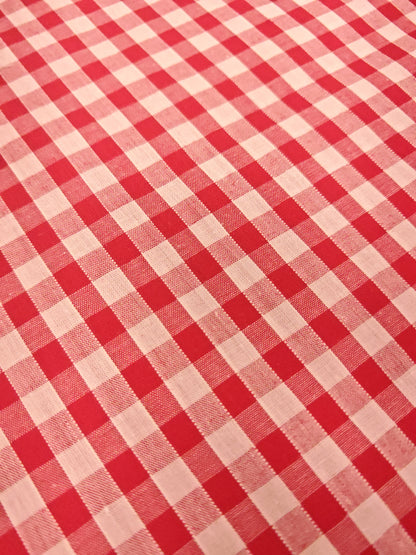 CORDED 1/4 GINGHAM CHECK – 35% COTTON 65% POLYESTER FABRIC – 113cm WIDE (5 COLOURWAYS)
