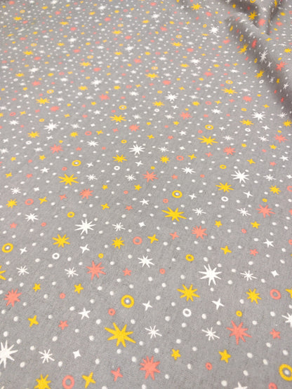 STAR SPARKLE – GREY POLYCOTTON WINCEYETTE – 80% COTTON / 20% POLYESTER – 105cm WIDE