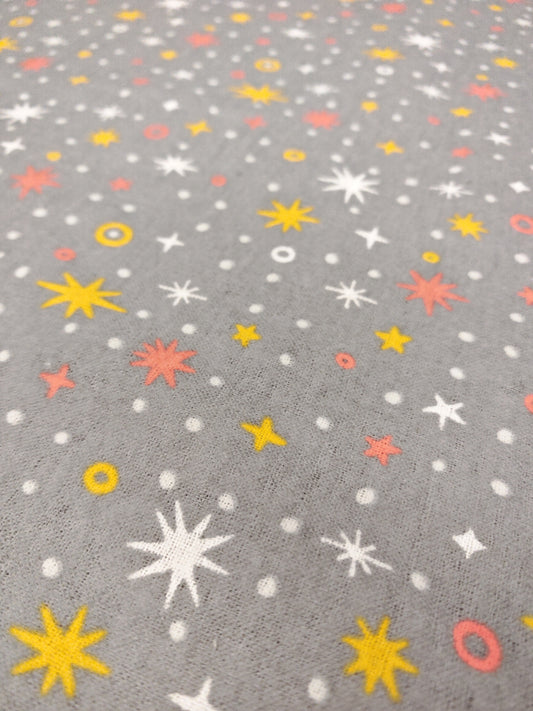 STAR SPARKLE – GREY POLYCOTTON WINCEYETTE – 80% COTTON / 20% POLYESTER – 105cm WIDE