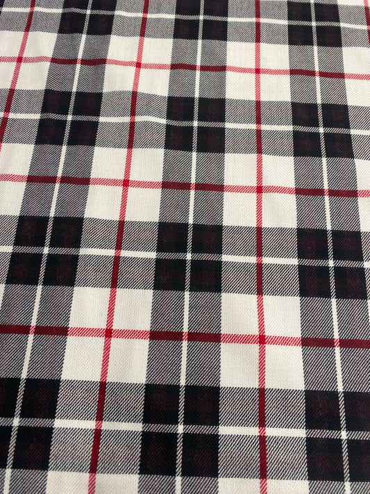 HIGHLAND IVORY CHECK – POLYVISCOSE TARTAN DRESS FABRIC – 143cm WIDE