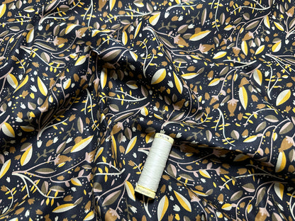 AUTUMN LEAVES & BERRIES – 100% COTTON POPLIN FABRIC – 146cm WIDE