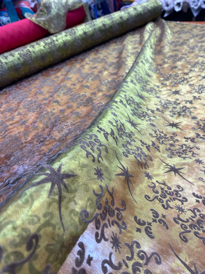 STARS & SCROLLS – PRINTED POLYESTER ORGANZA FABRIC – 150cm WIDE