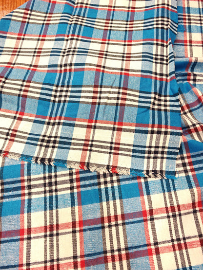 BLUE & RED TARTAN BRUSHED POLYCOTTON – 148cm WIDE