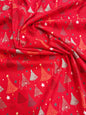 METALLIC CHRISTMAS TREES – RED – 100% COTTON FABRIC – 136cm WIDE
