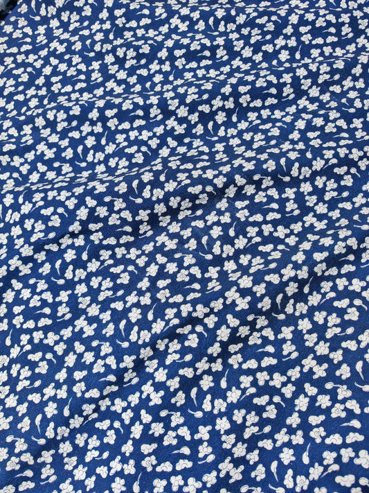 BLUE & WHITE DITSY FLORAL–  ELASTANE JERSEY FABRIC – 143cm WIDE