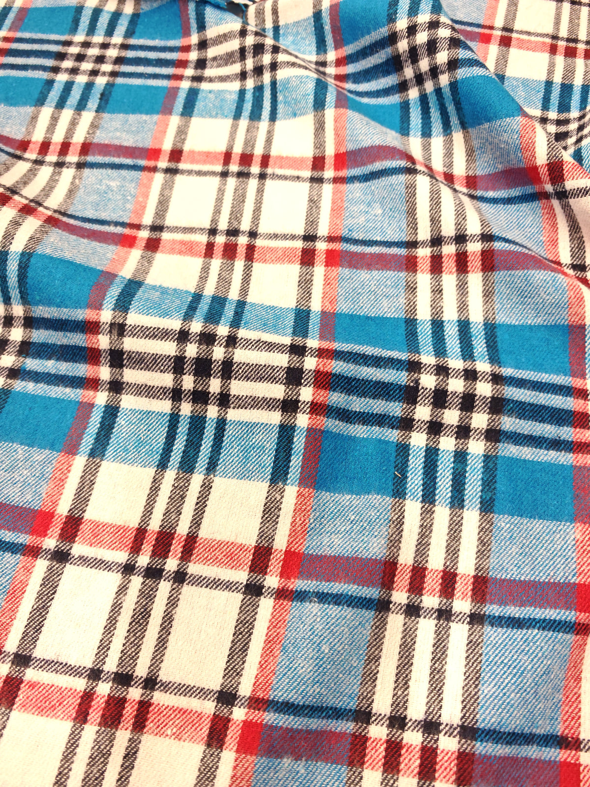 BLUE & RED TARTAN BRUSHED POLYCOTTON – 148cm WIDE