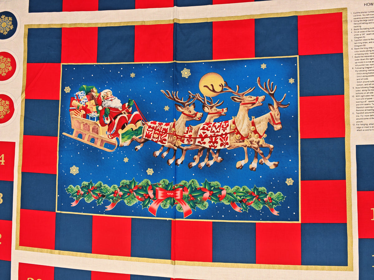 SANTA AND HIS FRIENDS ARE COMING – CUT & SEW ADVENT CALENDAR PANEL – 100% COTTON – 112cm x 95.5cm