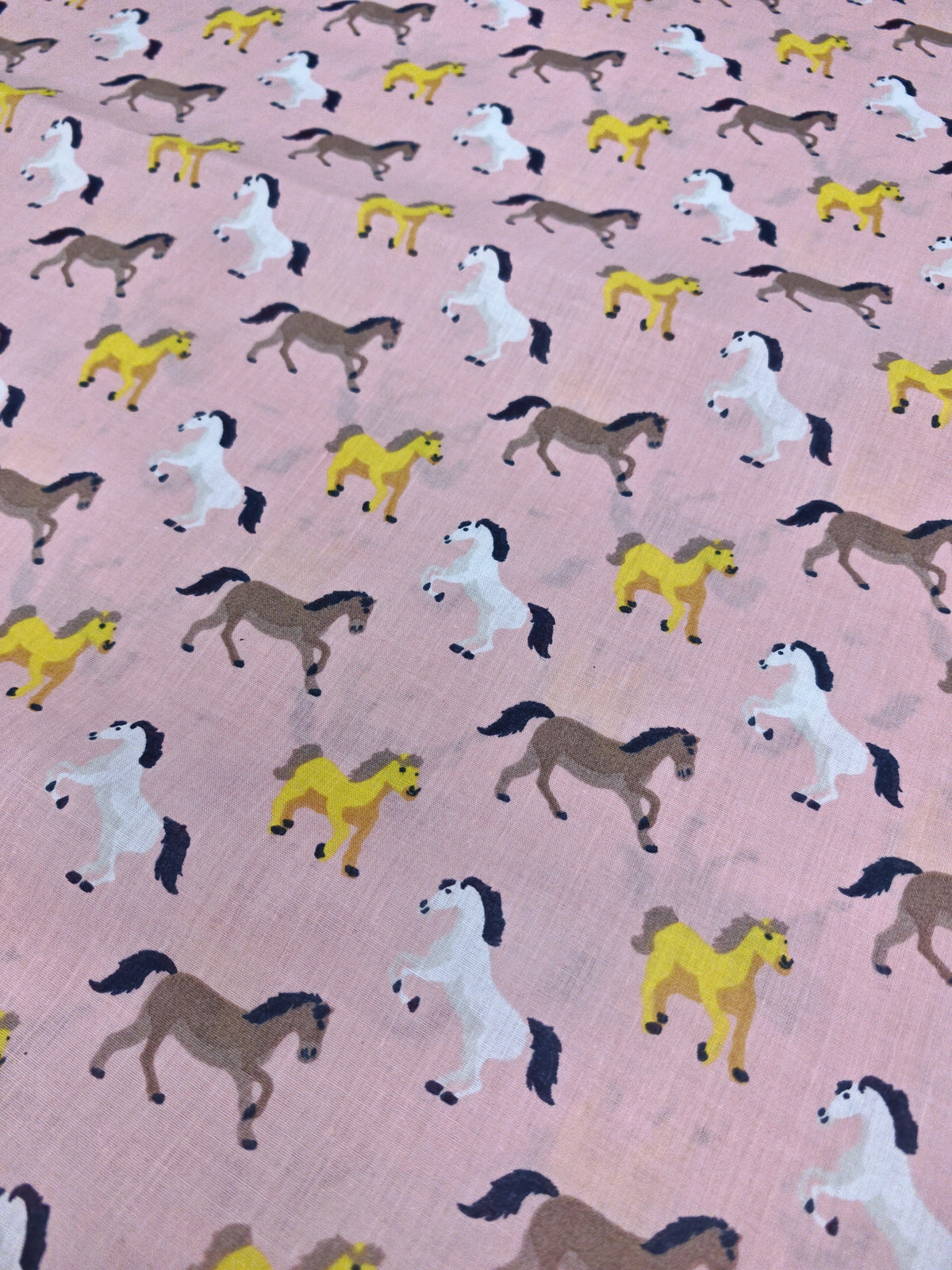 HORSES POLYCOTTON FABRIC – 4 COLOURWAYS – 112–114cm WIDE