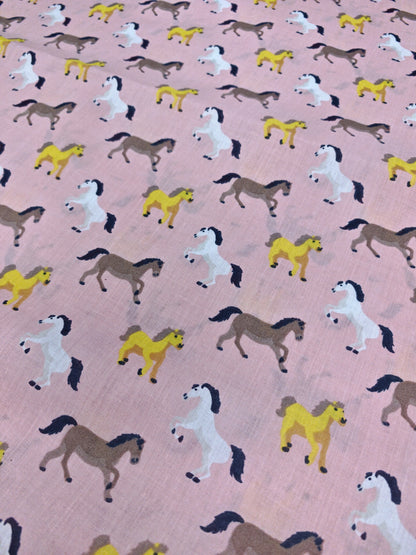 HORSES POLYCOTTON FABRIC – 4 COLOURWAYS – 112–114cm WIDE