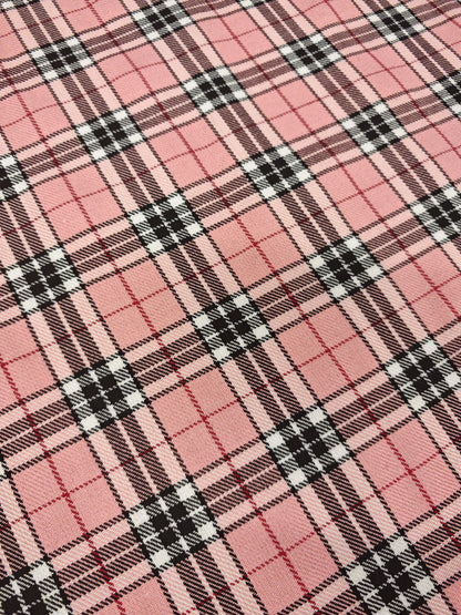 BLUSH KENSINGTON TARTAN – POLYVISCOSE TARTAN FABRIC – 145cm WIDE