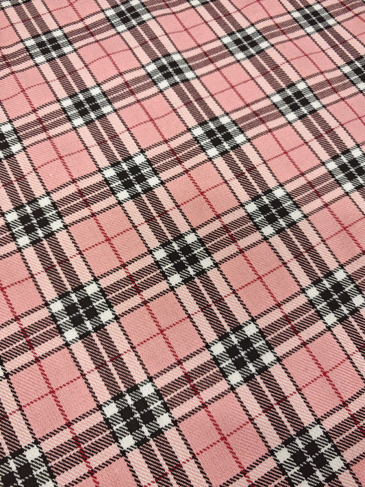 BLUSH KENSINGTON TARTAN – POLYVISCOSE TARTAN FABRIC – 145cm WIDE
