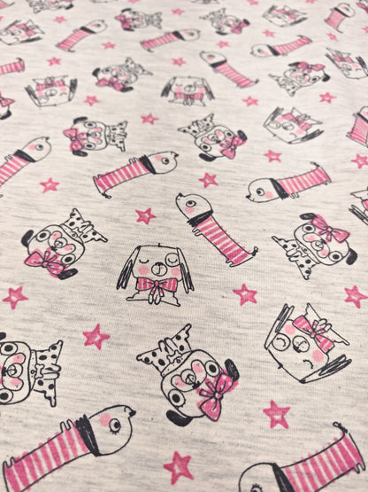 PINK DOGS – COTTON JERSEY – 95% COTTON 5% ELASTANE – 144cm WIDE