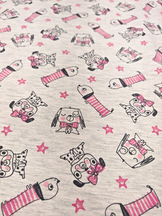 PINK DOGS – COTTON JERSEY – 95% COTTON 5% ELASTANE – 144cm WIDE