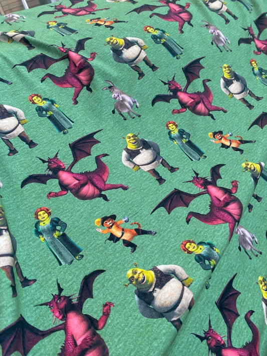 SHREK & FRIENDS – DREAMWORKS CHARACTER COTTON STRETCH JERSEY FABRIC – 140cm WIDE