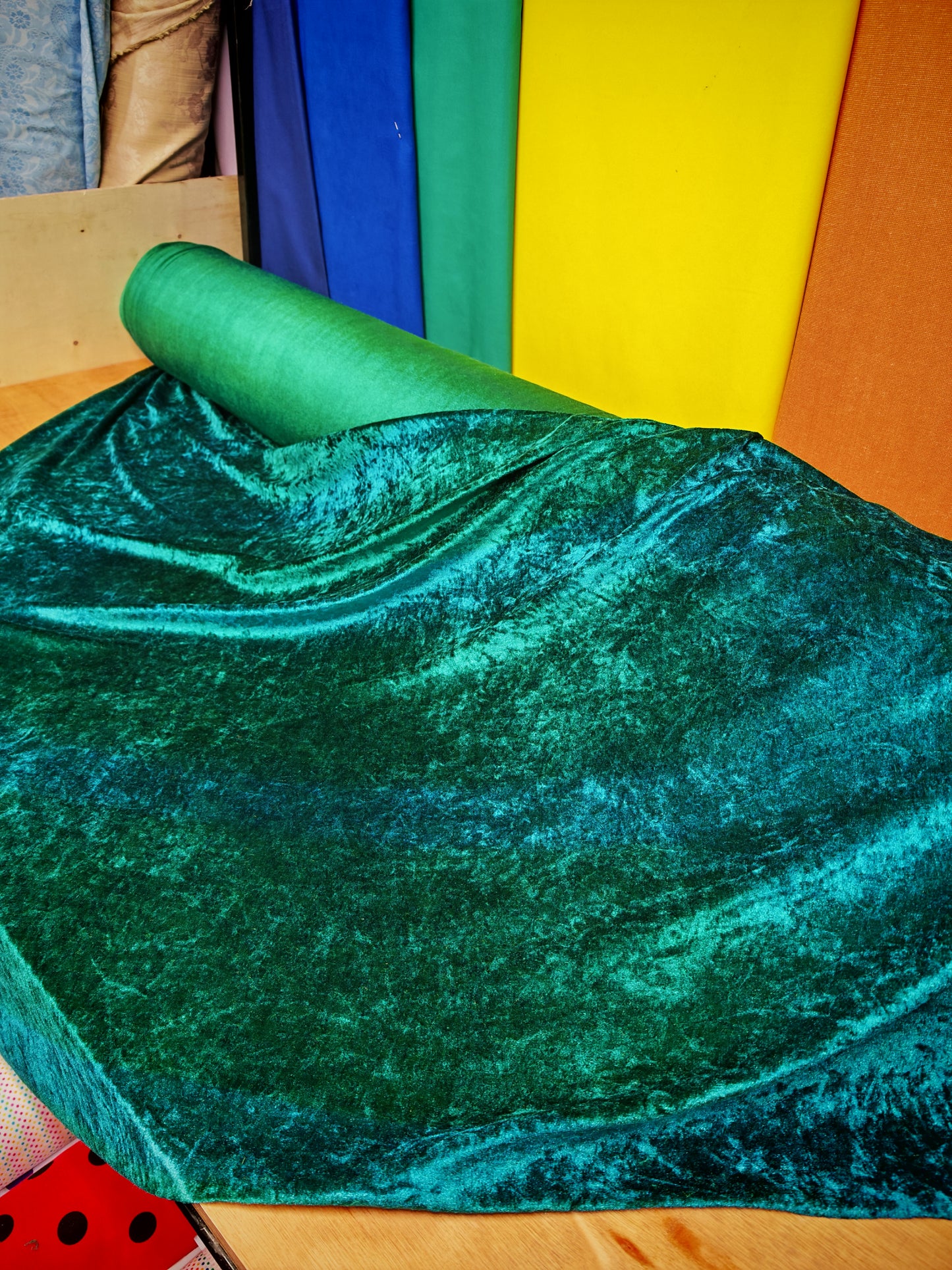 Two-Way Stretch Velour – Green/Turquoise, 3m Pieces (157cm)