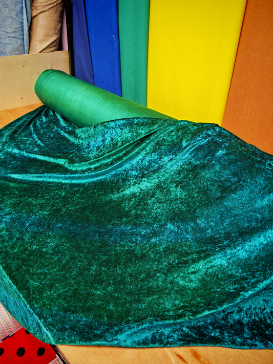 Two-Way Stretch Velour – Green/Turquoise, 3m Pieces (157cm)