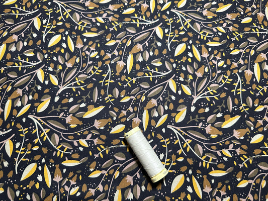 AUTUMN LEAVES & BERRIES – 100% COTTON POPLIN FABRIC – 146cm WIDE