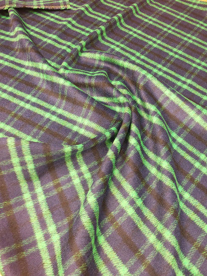 FOREST CHECK – WOOL MIX COATING FABRIC – GREEN & NAVY – 150cm WIDE
