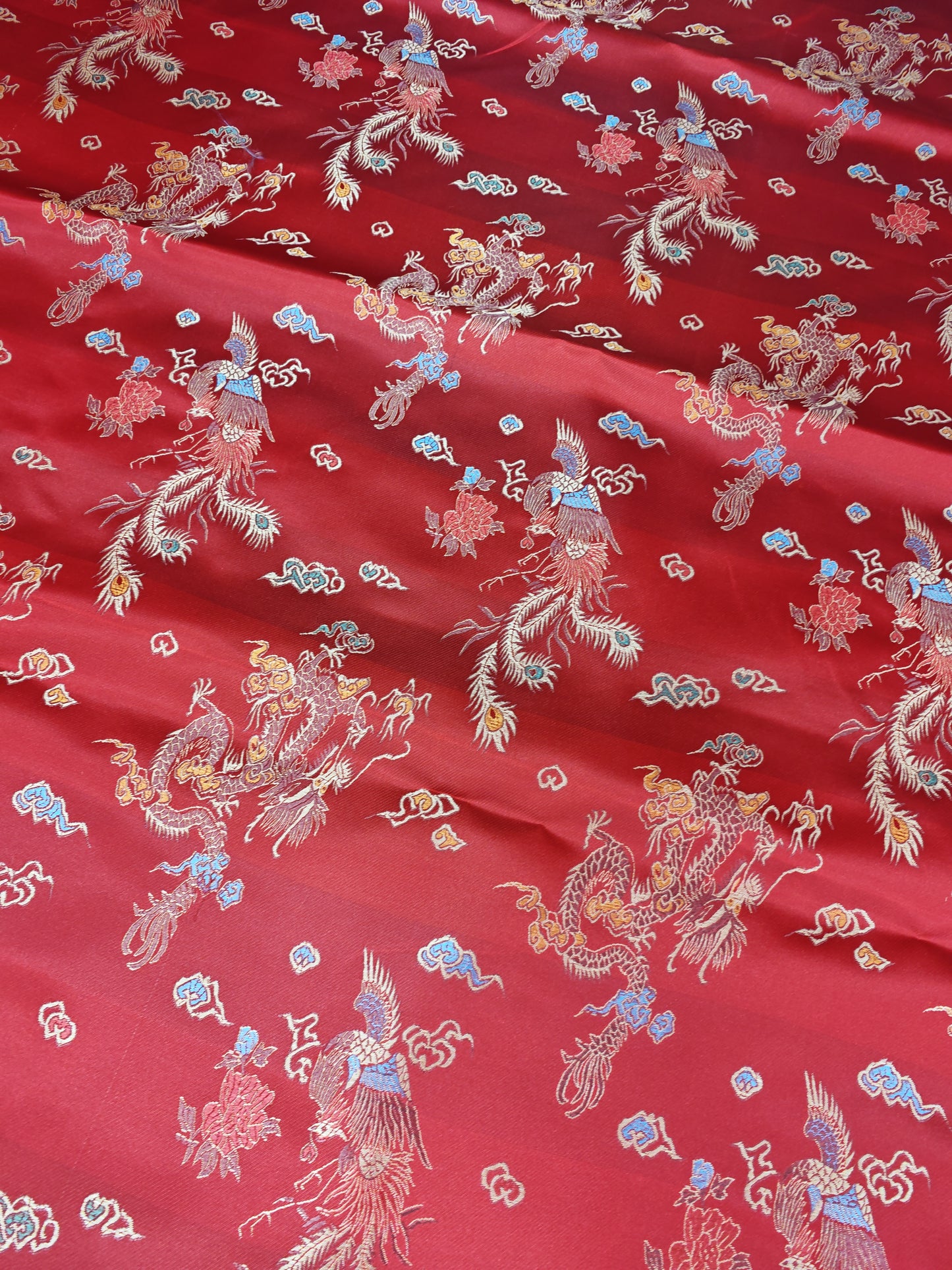 CHINESE DRAGON BROCADE – POLYESTER BROCADE FABRIC – 93cm WIDE (5 COLOURWAYS)