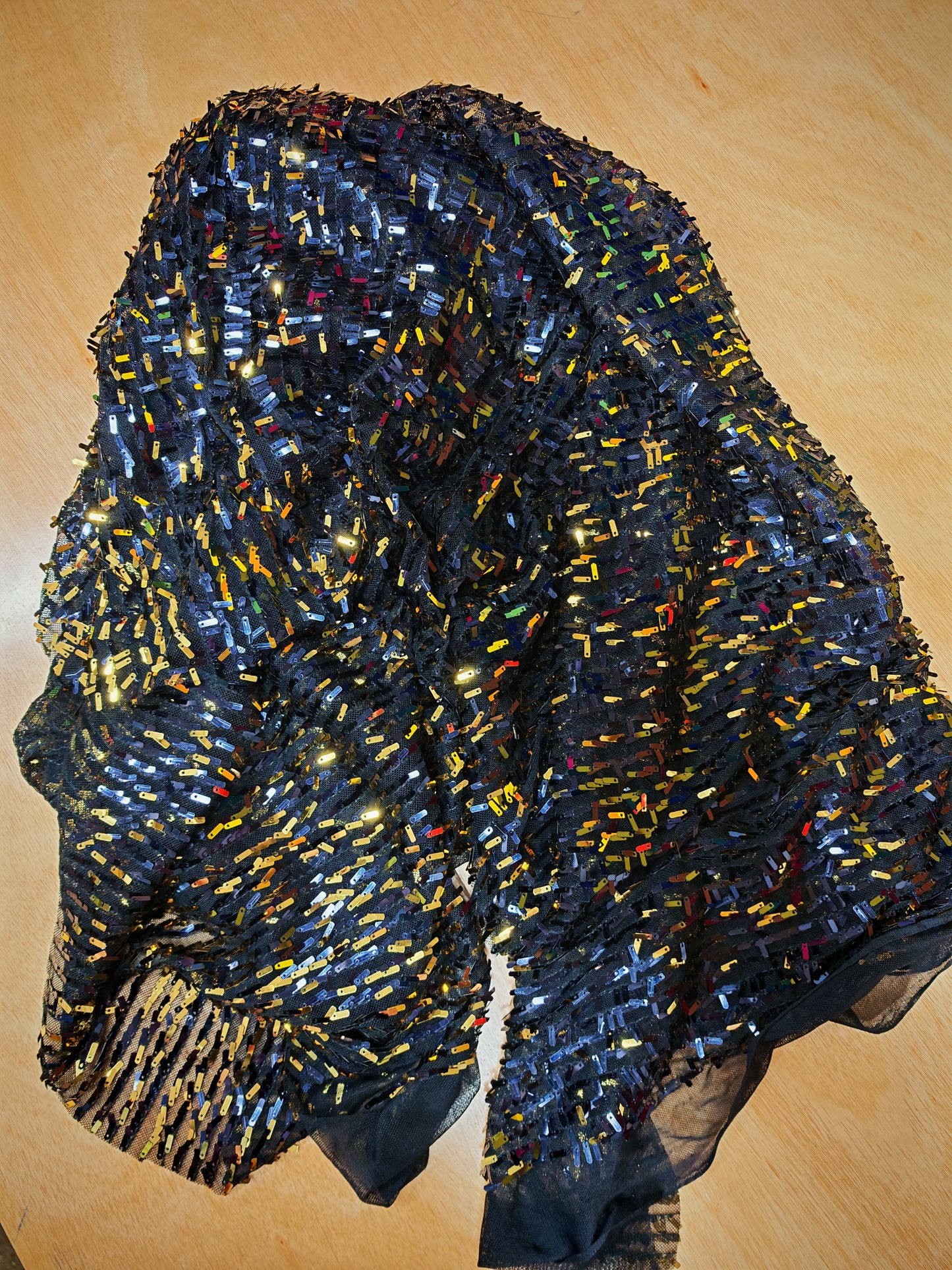 Gold Sequin on Black Net – 137cm / 54" Wide – 3m Piece