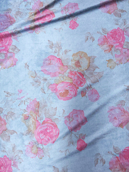 Antique Rose Stretch Velour – Dark Teal – 132cm / 52" – Two-Way Stretch – 3m Piece