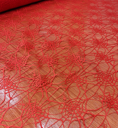 SCARLET WEB – RED SPIDERWEB LACE NET FABRIC – 100% POLYESTER – 146cm WIDE