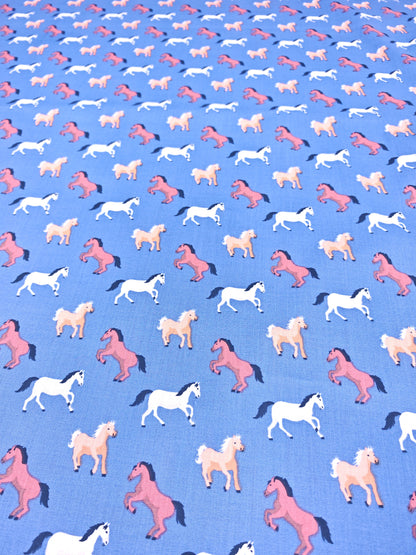 HORSES POLYCOTTON FABRIC – 4 COLOURWAYS – 112–114cm WIDE