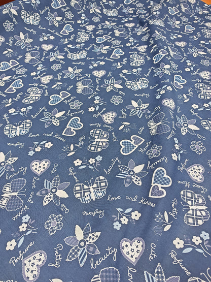 PATCHWORK LOVE – POLYCOTTON PRINT FABRIC – 110cm WIDE (3 COLOURWAYS)